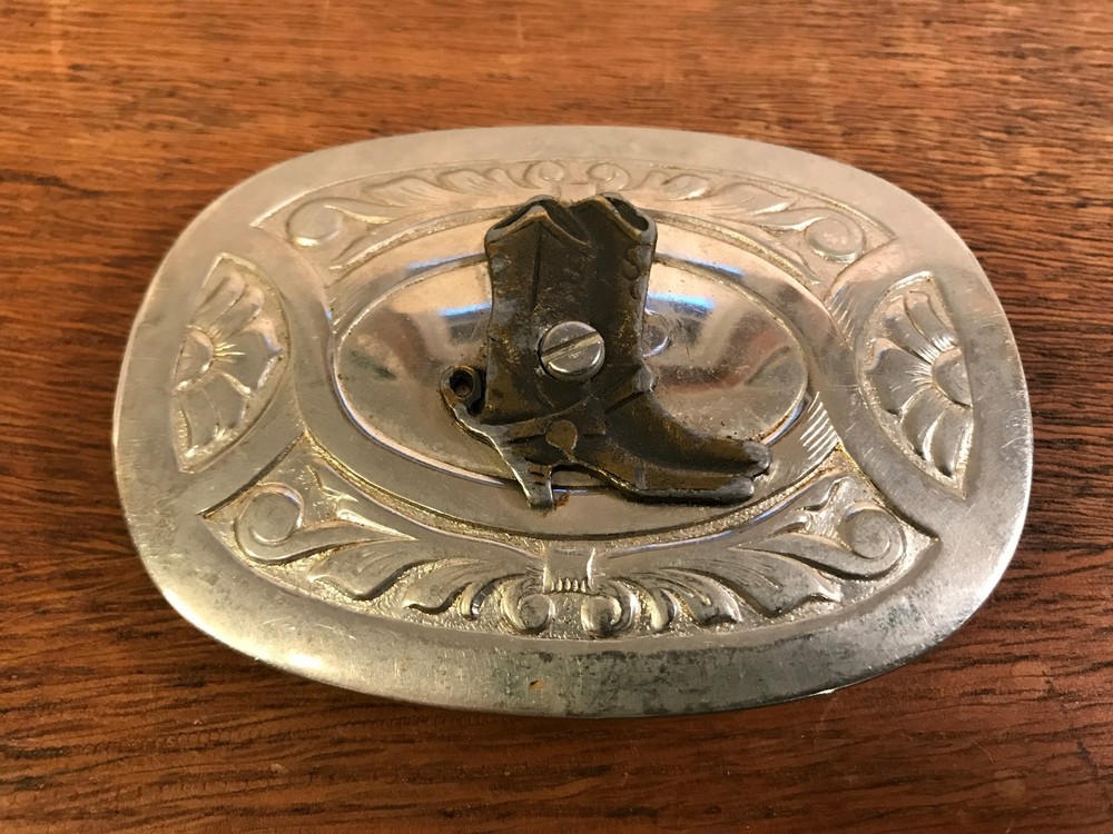 Men&rsquo;s Chamber&rsquo;s Belt Co. Texas Cowboy Boots Metal Belt Buckle 2.75&Prime; X 3.75&Prime; USA