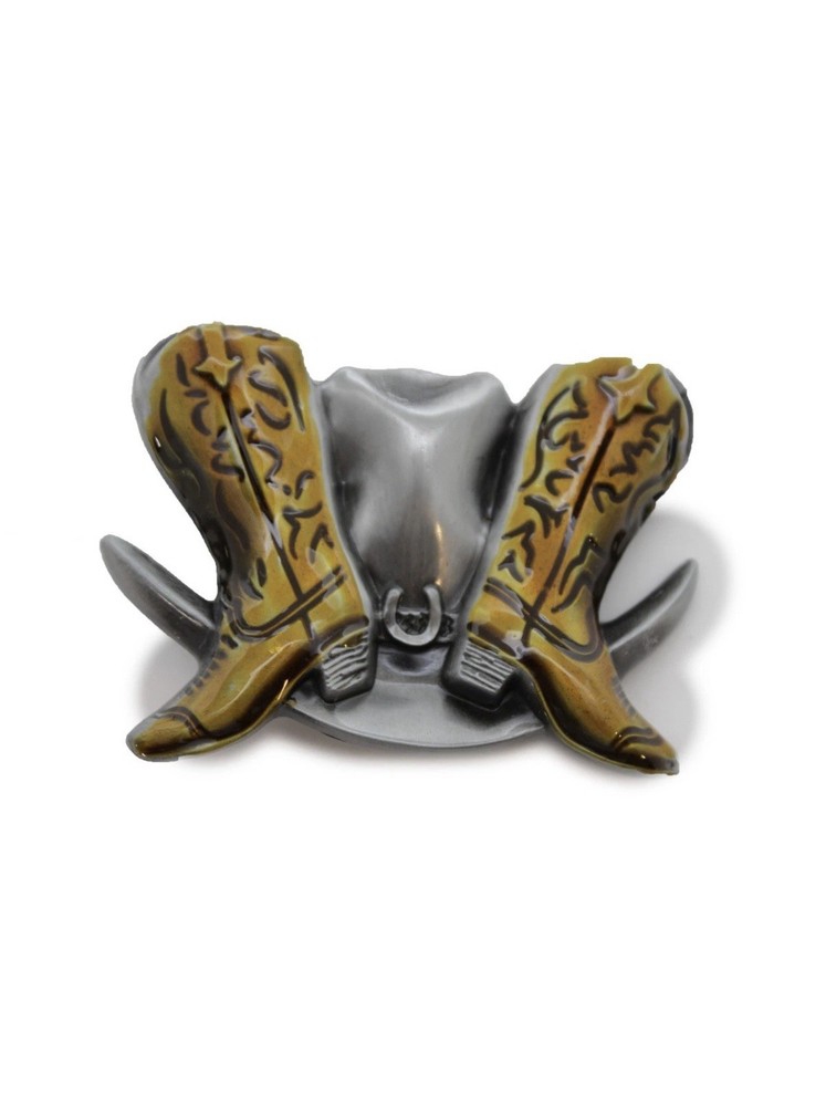 Buckle Men Women Silver Metal Western Rodeo Boot Cowboy Hat 3D Texas Horseshoe