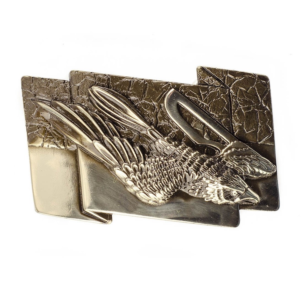 Sculptural german silver belt buckle « Free bird », german silver buckle Hawk