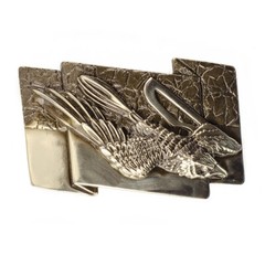 Sculptural german silver belt buckle « Free bird », german silver buckle Hawk