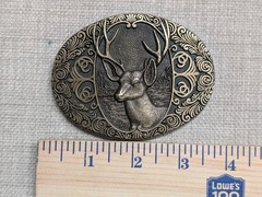 vintage DEER belt buckle BIG BUCK nature SOLID BRASS hunting WESTERN cowboy