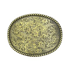 Gold Belt Engraved Oval Antique Copper Finish Western Cowboy Belt Buckle USA
