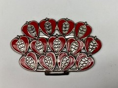 Unknown To Me! Red And Silver Color Heart Pattern. – Half Of Belt Buckle?