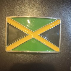 Jamaica Flag Belt Buckle Green Yellow Black Metal Interchangeable Men&rsquo;s 1.5&Prime;