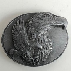 Vintage 90s Eagle Western Cowboy Belt Buckle Siskiyou Pewter 1990 USA