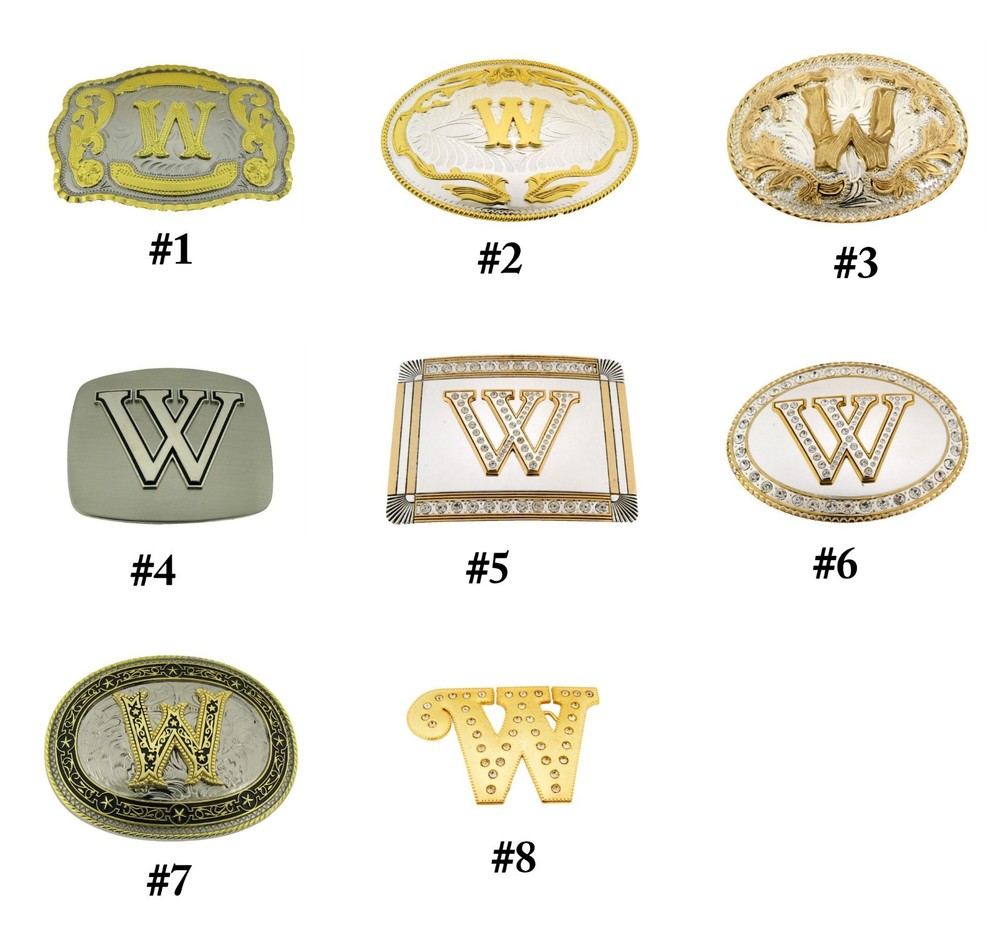 Initial Letter W Belt Buckle Alphabet w Monogram Western Cowboy Rodeo Style New