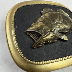 Vintage Large Mouth Bass Belt Buckle Made in USA 2.75” x 2.25” Good Weight Clean