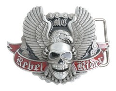 Rebel Rider Motorcycle Chain Eagle Skull Enamel Metal Belt Buckle