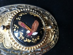 Eagle With Gold Flakes In Resin Oval Belt Western Buckle 2.5&Prime; X3.5&Prime;