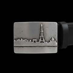 Paris City Silhouette Belt Buckle Skyline Metal Modern Urban Design