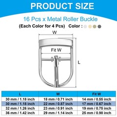 16Pcs 0.7&Prime; Single Prong Belt Buckle Roller Buckle Black/Silver/Light Gold/Brown