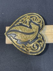 1998 Crumrine Buckle Silver Electroplate On Brass Horse head Heart Shape