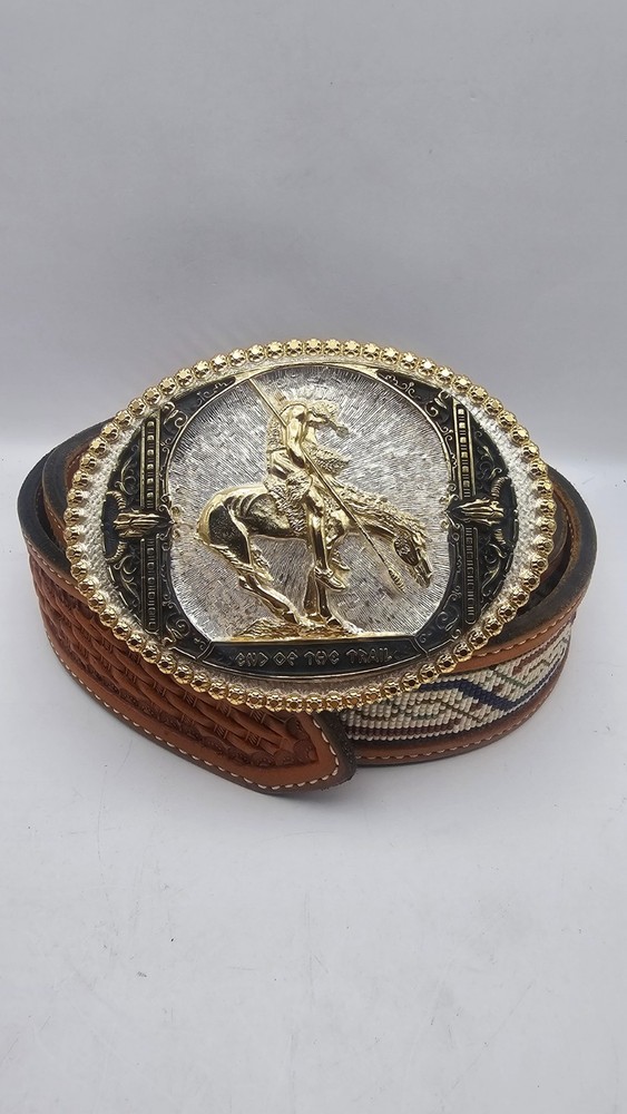 Montana Silversmiths Western Belt Buckle End of the Trail & Custom 48&Prime; Belt