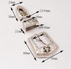 25MM Western Texas Star Leathercraft Belt Buckle Set 3-Piece Filigree Engraved