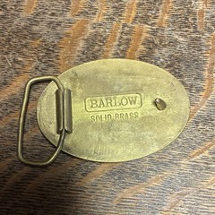Vintage Barlow Solid Brass Oval Western Belt Buckle Stag Elk