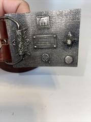 Vintage Budweiser Belt Buckle Clydesdales King of Beers Oil Tanned Leather
