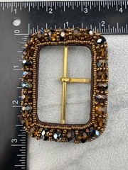 Vintage Womens Buckles Lot Of 3 Brown Black Rhinestone Faux Pearl