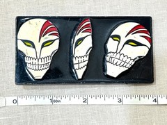Black Enamel Skull Mask Belt Buckle Gothic Punk Anime Style Fits 1.5” Belt