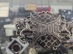 Tapout Belt Buckle Black Grey Metal Dragons MMA Cage Mixed Martial Arts Y2K