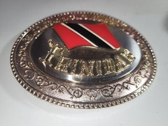 Trinidad Flag Enamel Unisex Belt Buckle Country Black Red Silver