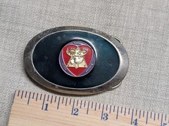 vintage MOOSE belt buckle WESTERN loyal order legion COWBOY chrome 1970s