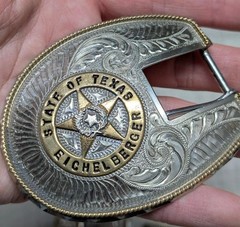 vintage 4PC belt buckle TEXAS custom made GERMAN SILVER nickel silver WESTERN