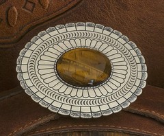 Western Large Tiger Eye Belt Buckle Cowboy Style 1.5 Inch Strap Rodeo Buckle