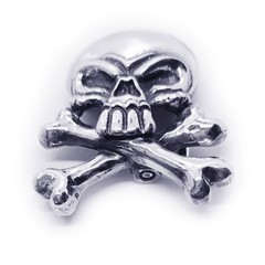 Skull with Crossed Bones Sterling Silver Belt Buckle