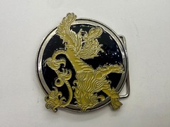 Game of Thrones Lannister House Roaring Lion Yellow Black Enameled Belt Buckle