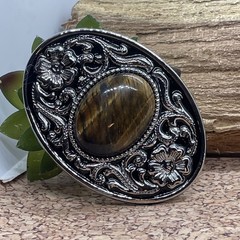 Tiger Eye Stone Silver Western Southwest men women unisex Belt Buckle VALENTINES