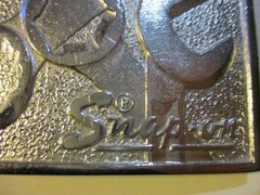 SNAP-ON TOOLS VINTAGE SPP-347 CHROME BELT BUCKLE WYOMING STUDIO ART WORKS BRAND