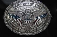 Nocona Bald Eagle with American Flag Land Of The Free Belt Buckle 37916