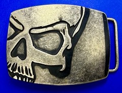 Creepy Skull Engraved Halloween Cosplay Gothic Punk Silver Color Belt Buckle