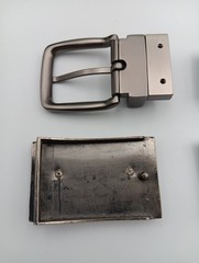Lot of 4 Mens Assorted Designer Brands Chrome Metal Silver Belt Buckles