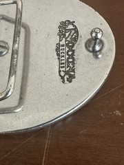 Nocona Belt Buckle Camo Running Deer Rope Edge Silver Tone Oval Leaping Elk