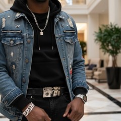 NEW Men Silver Metal Buckle Hip Hop Street Wear Fashion Clubwear 100$ Bill Money