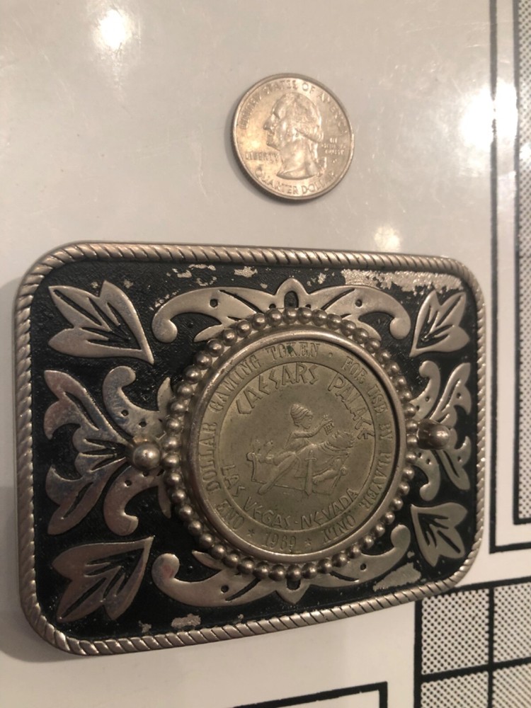 Belt Buckle Caesars￼ Palace Casino Ceasar 1968 Gaming Token 1 one dollar chip