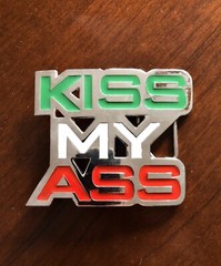 Kiss My Ass Funny Italian Flag Italy Bar Joke Metal Unisex Men’s Belt Buckle