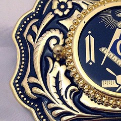 Masonic Symbols Belt Buckle Western Style Black and Gold