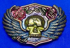 Skull With Wings – Colorful Cutout Belt Buckle – Fast Usa Shipping