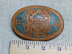 vintage 1970s belt buckle TOOLED handcrafted NATIVE AMERICAN leather INDIAN
