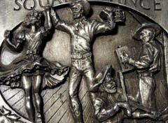 Arroyo Grande Belt Buckle Square Dancing #339 1985 Pewter 3.25&Prime;x2 5/8&Prime; Fit 1.75