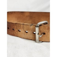 Vintage Altus Mens 28-32 Tan Leather Weight Power Lifting Belt 2 Prong Buckle