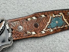 The Great American Buckle Co ENAMEL EAGLE 1243 Belt Buckle W/ Belt USA VTG 1983
