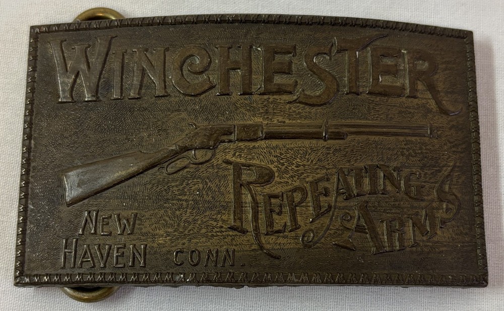 WINCHESTER BRASS BELT BUCKLE ~ AJ Nash Tiffany Buffalo Bill