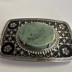 2 Vintage Gemstone Belt Buckles Polished Stone Inlay Western