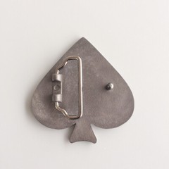 Antique Silver Black Enamel Pear Shape Belt Buckle