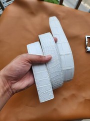 3.8CM White 100% Genuine Exotic Leather Skin Men Belt Buckle-Handmade-Customize