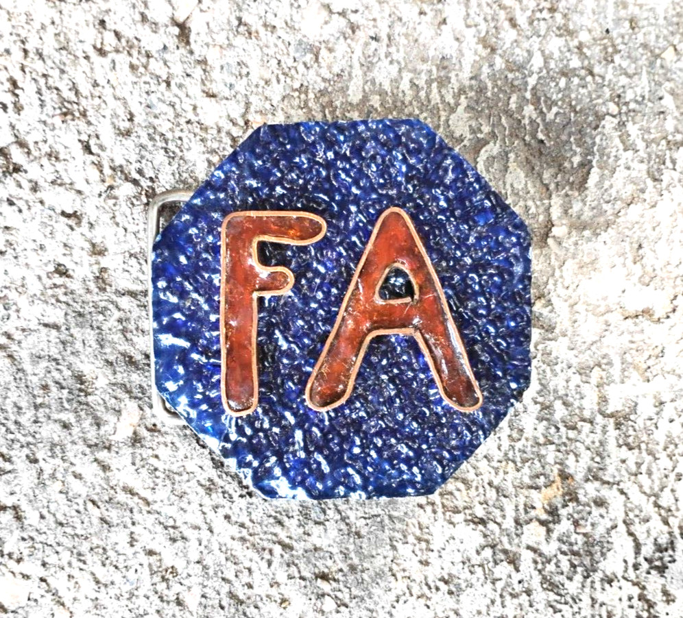 Preowned &lsquo;FA » initialed BELT BUCKLE WITH BEADS handmade