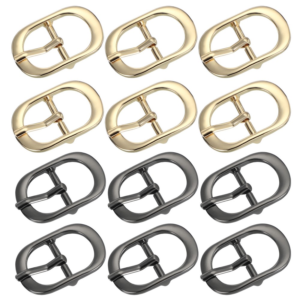 12 Pcs 0.7&Prime; Single Prong Metal Roller Pin Belt Buckles Light Gold/Black